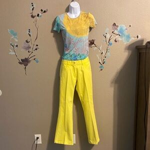 Dolce & Gabanna yellow flare jeans XS   25/26